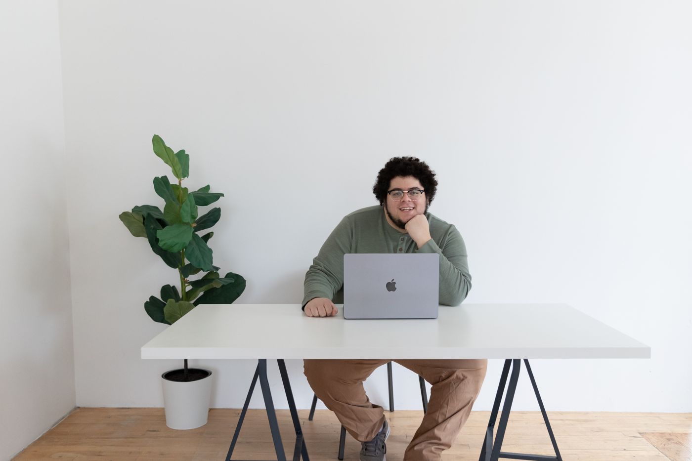 Alex Storey working at his desk