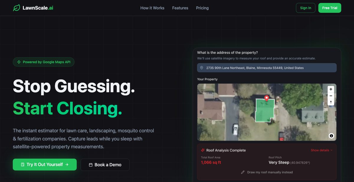 The LawnScale.ai instant property estimator