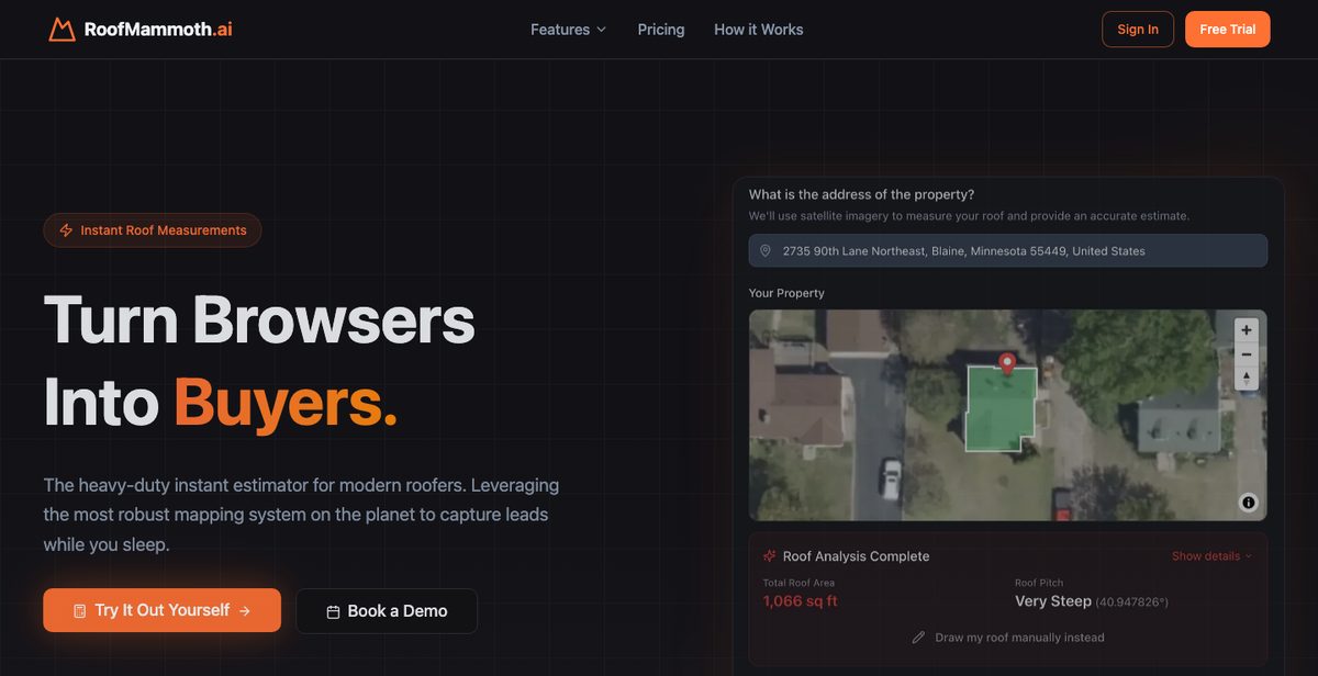 The RoofMammoth.ai instant roof estimator